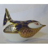 A Royal Crown Derby wren Paperweight with gold stopper.