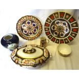 A Royal Crown Derby Imari pattern Plate, pattern 1128, a smaller derby plate 1126, a Royal Crown