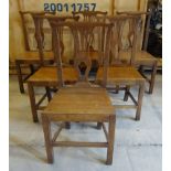 A set of six Georgian oak Country Dining Chairs, with pierced splat backs, panelled seats and