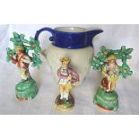 A pair of 19th century Staffordshire Pottery Figures of gardeners in bocage, 6" (15cms) high (a/