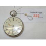 A Victorian open faced, key wind, Pocket Watch with subsidiary seconds dial in engine turned