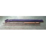 A Hardy three piece graphite Salmon Fly Deluxe Rod. 15' 4" (long).