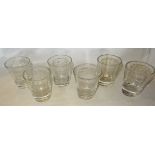 A set of six Bridgewater glass Tumblers, each inscribed 'Water and Ice'.