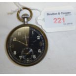 A Cyma open faced Military Pocket Watch inscribed 'G S T P'