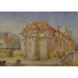 A 19th Century Watercolour of Tudor and Medieval buildings. 11" (28cms) x 16" (41cms).