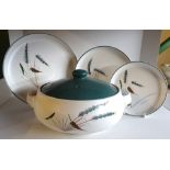 A Denby Green Wheat pattern Dinner Service comprising; six dinner plates, six dessert plates, twelve