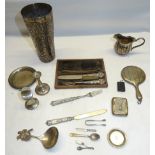 A small 19th Century silver Knife and Fork, cased, a number of miniature dolls house items including
