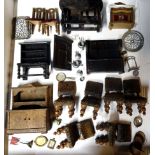 A quantity of Dolls House Furniture including gate leg table, Jacobean design chairs dressers etc.