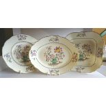 A Plant Tuscan china Dessert Service decorated with oriental flowers with a cream border and gilt