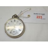 A late Victorian open faced, key wind, Pocket Watch with subsidiary seconds dial in silver case,