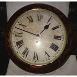 A Dial Clock with white dial in stained wooden case. 12" (31cms) diameter.