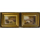 Style of Armfield, a pair of Oil Paintings on canvas of sporting dogs. Each 7 1/2" (18cms) x 10 1/2"