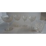 A suite of Webb Table Glass with hobnail cut decoration comprising, in five sizes, forty six pieces.