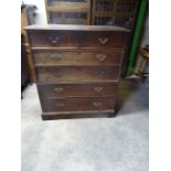 A George III mahogany Chest of four long and two short graduated drawers on bracket feet. 3' 7" (