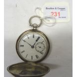 A Victorian Hunter Pocket Watch with white dial, subsidiary seconds dial, in silver case, Chester,