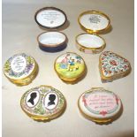 A group of seven Halcyon Days enamel Boxes variously decorated.