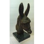 •SALLY ARNUP (b.1930); a Bronze study of a donkeys head, signed and numbered 111/X, on a marble