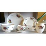 A Crown Staffordshire Tea Set decorated with sprays of flowers comprising ten cups, eleven