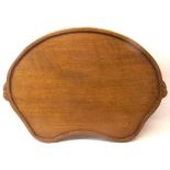 A Thompson of Kilburn 'Mouseman' oak kidney shape Tray with carved mouse signature. 18" (46cms)