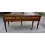 An early 19th Century Square Piano Case, adapted for use as a serving table with three drawers, with