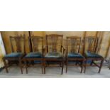 A set of seven Georgian design mahogany frame Dining Chairs with pierced splat backs drop in seats