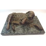 •SALLY ARNUP (b.1930); a large bronze of a Retriever on a marble base. 14" (36cms) wide. ARR