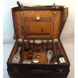 A Ladies leather Dressing Case by Drew & Sons, Piccadilly Circus, the watered seat interior fitted