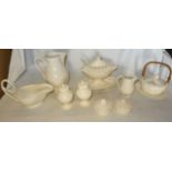 A quantity of modern Leeds Pottery Creamware including sauce tureen with cover, stand and ladle,