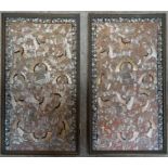 A pair of Chinese embroidered silk Panels. Each 13 1/2" (34cms) x 8 1/2" (22cms).