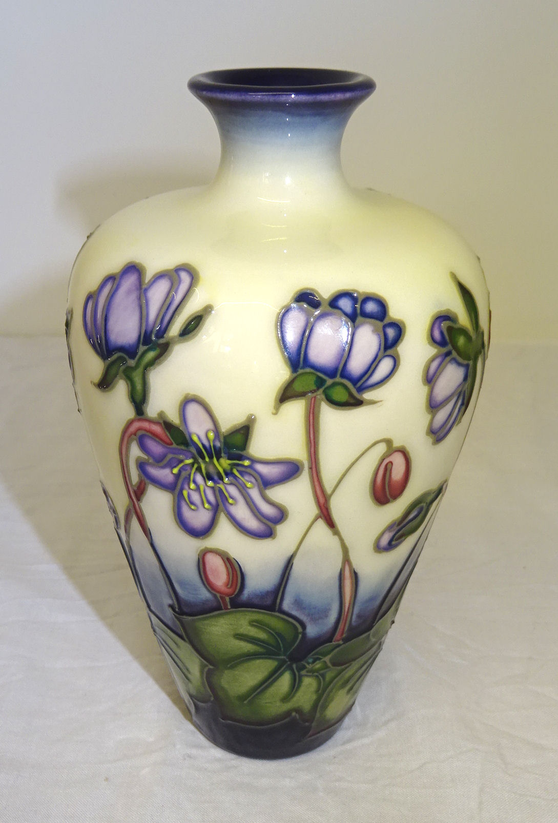 A Moorcroft baluster Vase decorated in the Hepatica pattern. 6" (15cms) high.