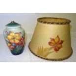 A Moorcroft Table Lamp decorated in the Freesia pattern, 6' (15cms) high, together with the original