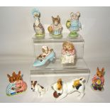 Four Beswick Beatrix Potter figures including Jemima Puddleduck, Mrs Tittlemouse and two others, all