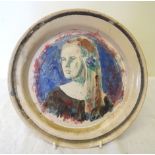 •Quentin Bell (1910-1996); a pottery Plate with raised border, painted with the head and shoulders