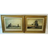 W S GRAY, Views of Whitby Abbey, Watercolours, a pair, signed and dated 1868, 5" (13cms) x 8" (