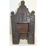 An unusual 19th century miniature cast iron Fireplace decorated with Masonic symbols, 11 1/2" (