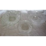 A cut glass circular shallow Bowl, 13" (33cms) diameter and two others.