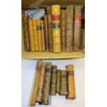 A number of 19th century leather bound volumes including Milton's Poetical Works; "Discourses on the