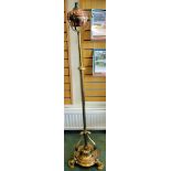 A late Victorian brass Standard Lamp of Art Nouveau design with adjustable column, converted to