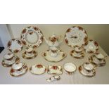 A Royal Albert Old Country Roses pattern Teaset comprising six cups and saucers, six plates, teapot,