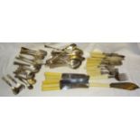 A quantity of assorted plated Cutlery including fish knives and forks, fish servers, bone handled