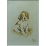 PHILIP HOBBS (fl. 1900-1925), Study of a Seated Puppy, Watercolour, signed, 6" (15cms) x 4 1/2" (