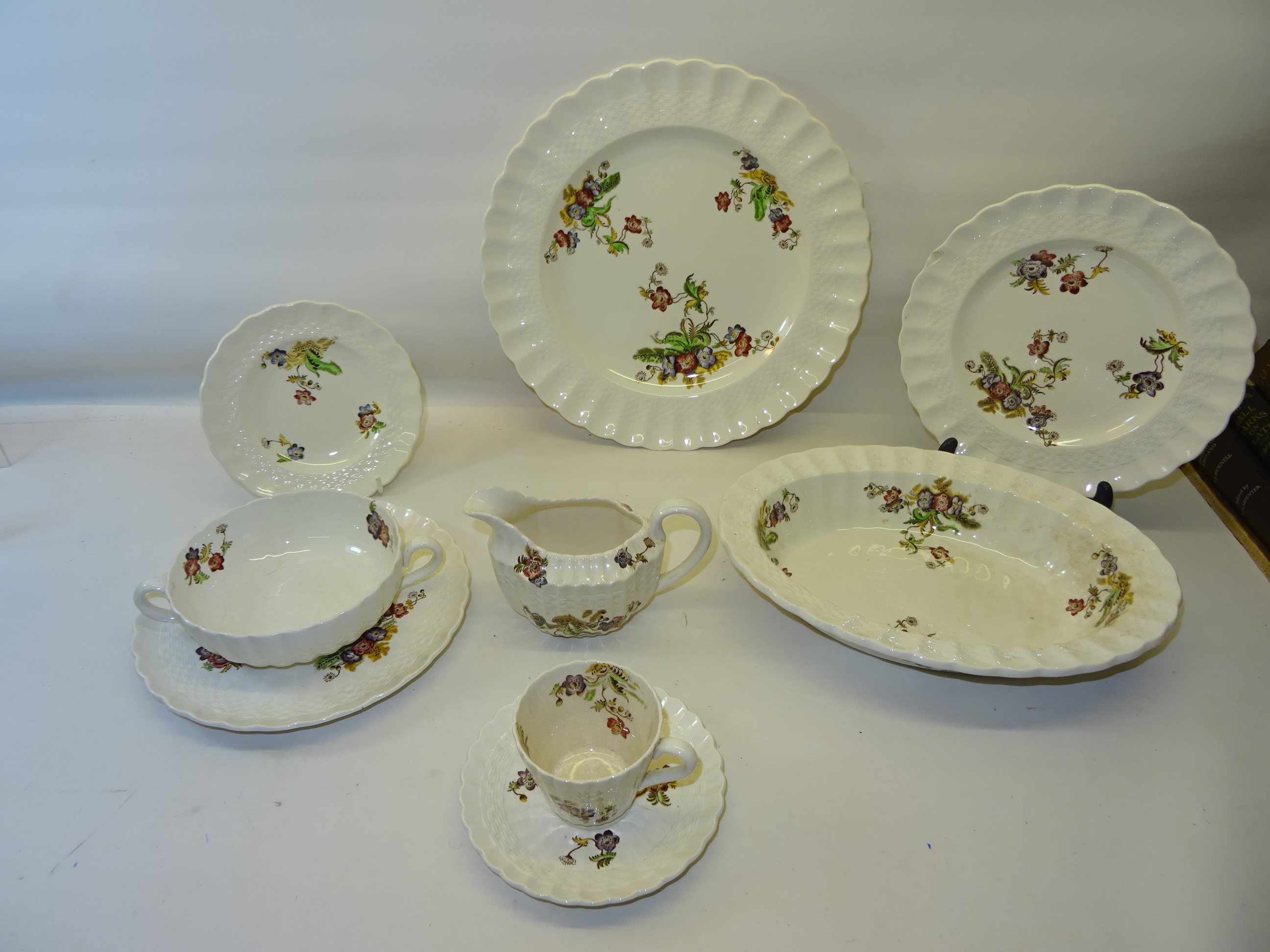 A Copeland Spode "Wicker Lane" pattern Table Service with plates of various sizes, soup bowls and