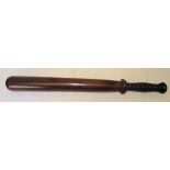 A yew wood Truncheon with ribbed handle, 19" (49cms) long.