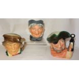 A Royal Doulton Character Jug 'Toothless Granny' D5251, large size, another 'Smuggler' D6616 and one