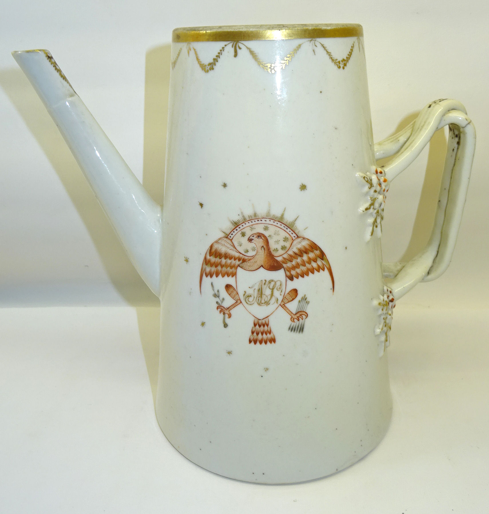 An 18th Century Chinese export Coffee Pot for the American market decorated with a version of The - Image 2 of 2