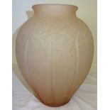 An Art Nouveau design frosted glass Baluster Vase decorated with flower heads, 11 1/2" (29cms)