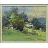 •GEORGE BUSBY (1926 - 2005), "Low Nest Farm, Keswick", Watercolour, signed, 5 1/2" (13cms) x 7" (