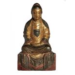 FIGURA DI BUDDHA ASSISO SUL TRONO Cina, dinastia Qing, XIX secolo - A FIGURE OF BUDDHA SEATED ON A