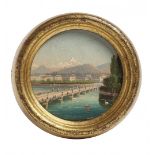 Attribuito a J. GUERIN - A oil on board miniature, in gilded frame. Signed and dated on the reverse.