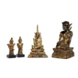 GRUPPO DI QUATTRO STATUETTE Thailandia, periodo Rattanakosin, XIX secolo - A SET OF FOUR FIGURES